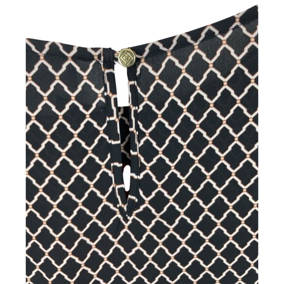 Liz Claiborne Black White Diamond Pattern w/ Bold Red Floral Print Womens Size L - Picture 6 of 9